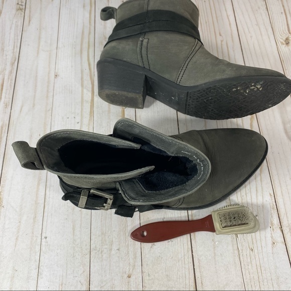 SL by Sacha London Nubuck Leather Grey Moto Ankle Boots 9 - Picture 8 of 11